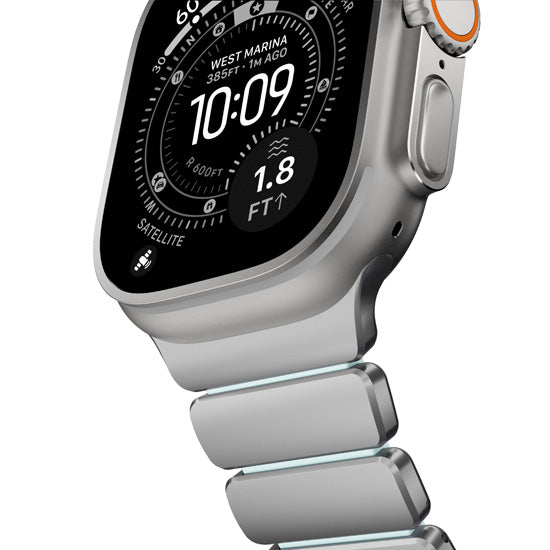 Stratos Band 49mm Natural Titanium/Icy Blue Glow KFM