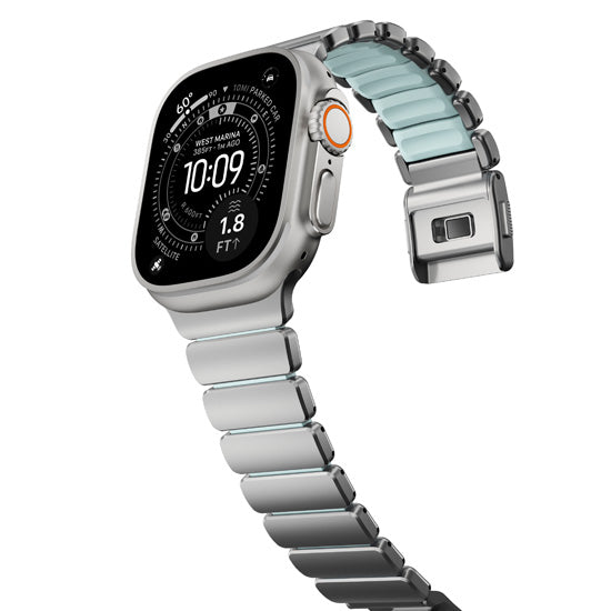 Stratos Band 49mm Natural Titanium/Icy Blue Glow KFM