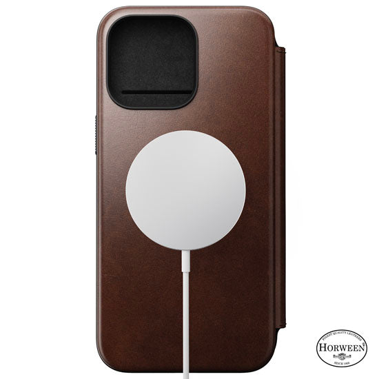 Leather Folio Modern Horween iPhone 15 Pro Max Brown