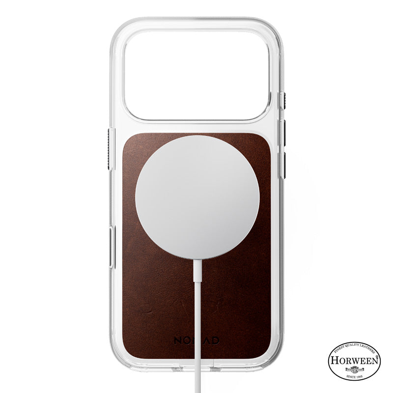 Clear Leather Case Horween iPhone 18 Pro Rustic Brown