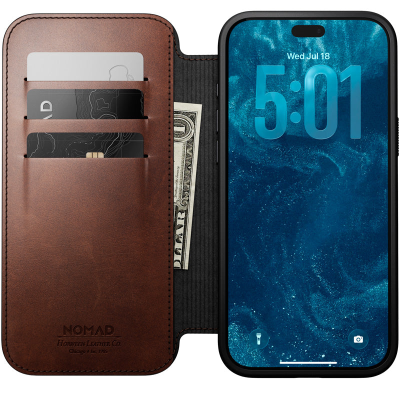 Leather Folio Modern Horween iPhone 18 Pro Max / 17 Pro Max Rustic Brown