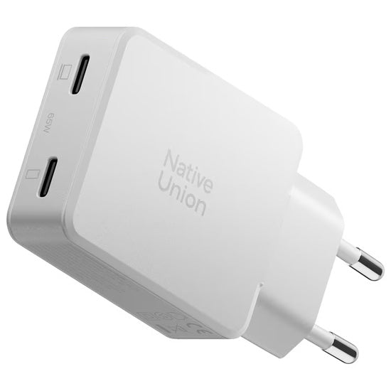 Pocket GaN 65 W USB-C Power adapter, Dual USB-C White