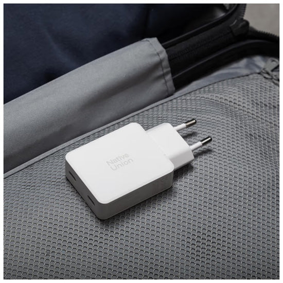 Pocket GaN 65 W USB-C Power adapter, Dual USB-C White