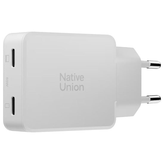 Pocket GaN 65 W USB-C Power adapter, Dual USB-C White