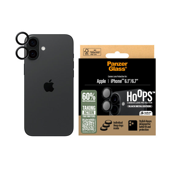 PanzerGlass® Hoops™ Black Lens iPhone 16/Plus