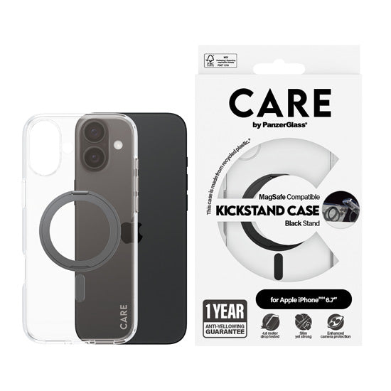 CARE by PanzerGlass® Case Feature Black Kickstand iPhone 16 Plus