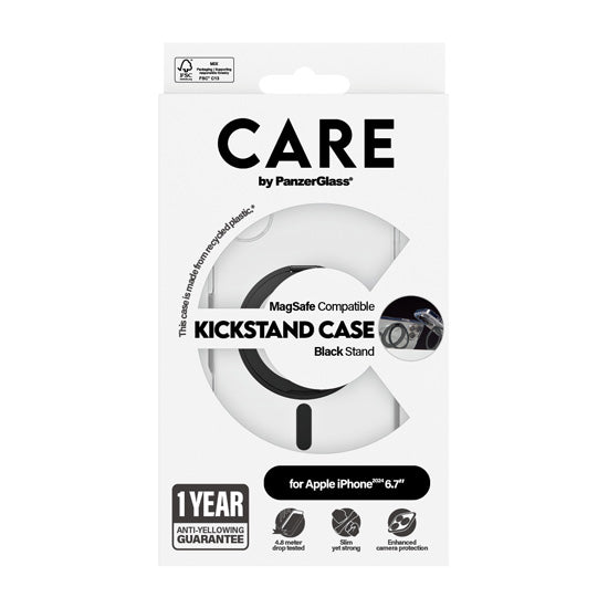 CARE by PanzerGlass® Case Feature Black Kickstand iPhone 16 Plus