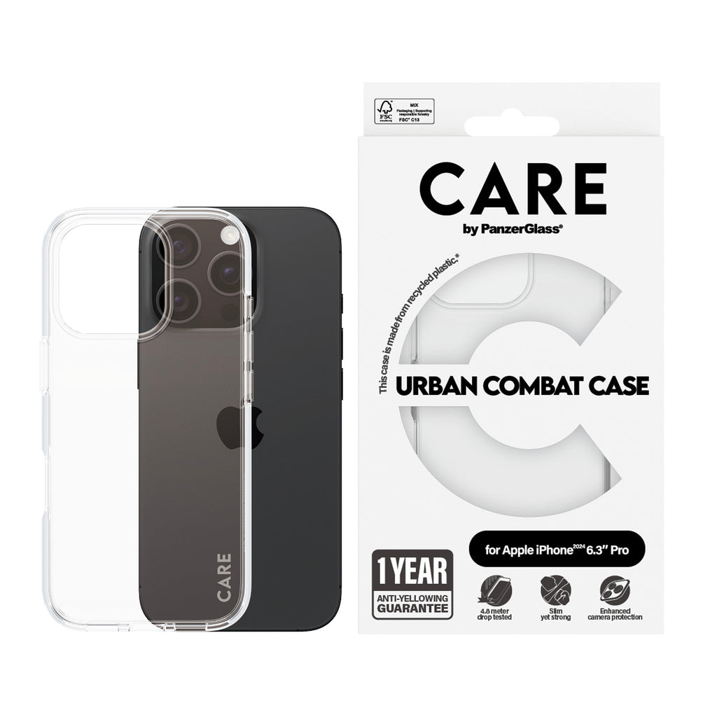 CARE by PanzerGlass® Flagship Case Urban Combat Clear iPhone 16 Pro