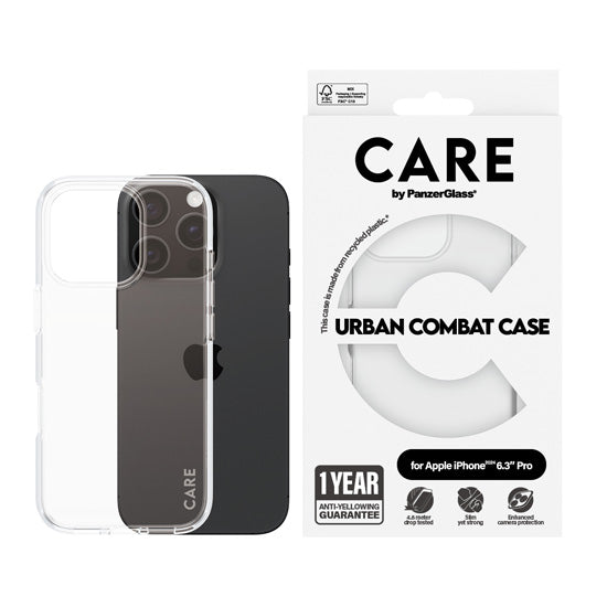 CARE by PanzerGlass® Flagship Case Urban Combat Clear iPhone 16 Pro