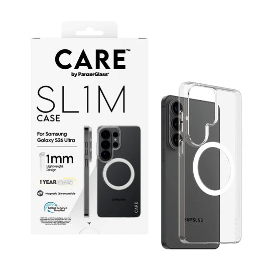 ARE™ by PanzerGlass® SL1M Case Transparent w. Qi Samsung S26 Ultra