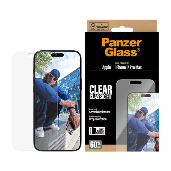 PanzerGlass® Screen Protector Classic Fit w. EasyAligner iPhone 17 Pro Max