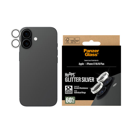 PanzerGlass® Hoops® Glitter Silver Camera Lens Protector iPhone 17