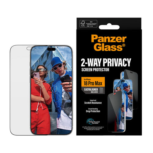 PanzerGlass® 2-Way Privacy Screen Protector Ultra-Wide Fit w. EasyAligner iPhone 18 Pro Max