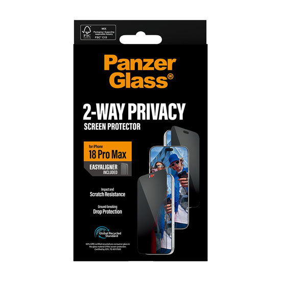 PanzerGlass® 2-Way Privacy Screen Protector Ultra-Wide Fit w. EasyAligner iPhone 18 Pro Max