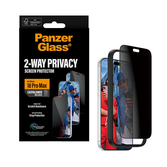 PanzerGlass® 2-Way Privacy Screen Protector Ultra-Wide Fit w. EasyAligner iPhone 18 Pro Max