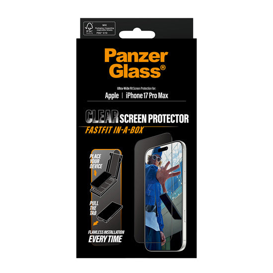 PanzerGlass® Screen Protector Ultra-Wide Fit w. Fastfit in-a-box iPhone 17 Pro Max