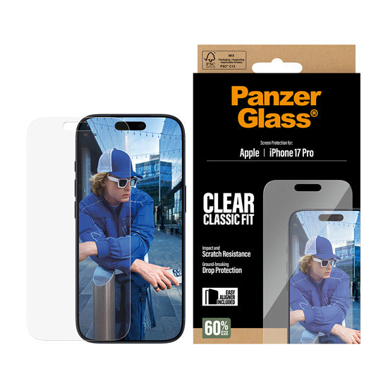 PanzerGlass® Screen Protector Classic Fit w. EasyAligner iPhone 17 Pro
