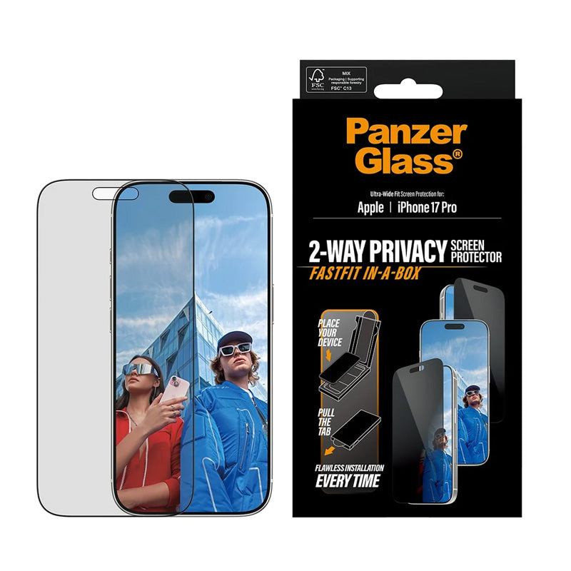 PanzerGlass® Privacy Screen Protector iPhone 17 Pro Ultra-Wide Fit w. Fastfit in-a-box