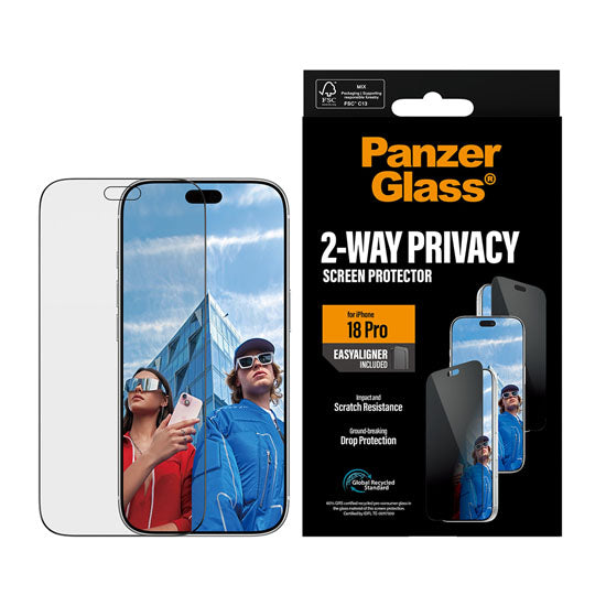 PanzerGlass® 2-Way Privacy Screen Protector Ultra-Wide Fit w. EasyAligner iPhone 18 Pro