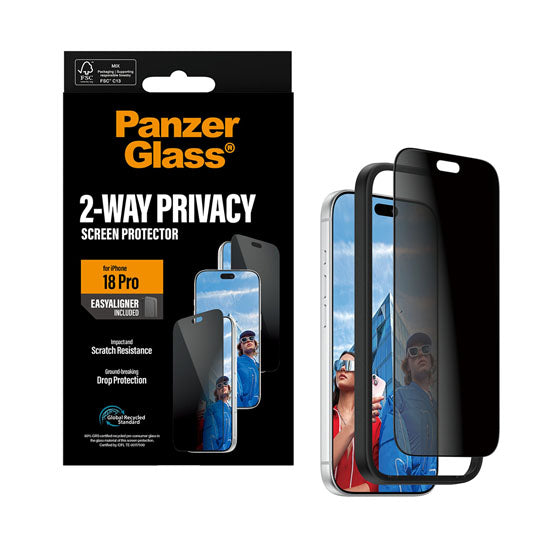 PanzerGlass® 2-Way Privacy Screen Protector Ultra-Wide Fit w. EasyAligner iPhone 18 Pro