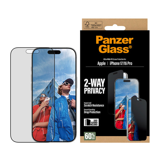 PanzerGlass® Privacy Screen Protector Ultra-Wide Fit w. EasyAligner iPhone 17