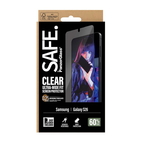 SAFE. by PanzerGlass® Screen Protector Ultra- Wide Fit w. EasyAligner Samsung S26