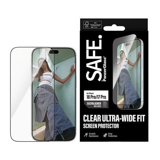 SAFE. by PanzerGlass® Screen Protector iPhone 17 Pro Ultra-Wide Fit w. EasyAligner