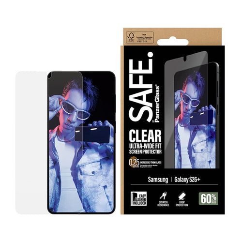 SAFE. by PanzerGlass® Screen Protector Ultra- Wide Fit w. EasyAligner Samsung S26 Plus