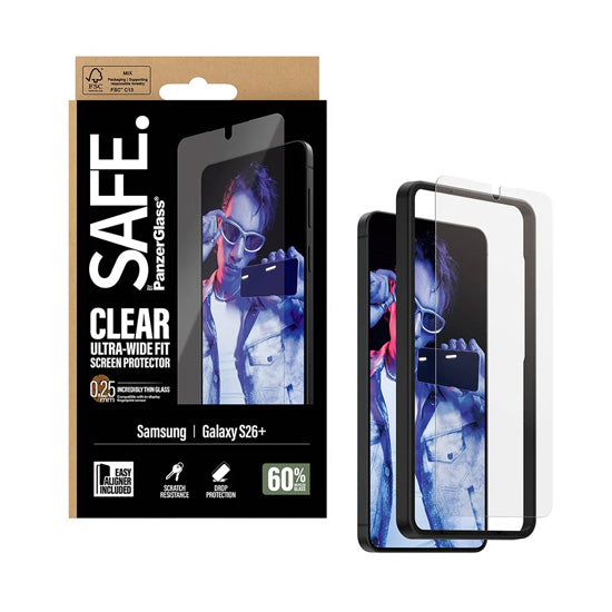 SAFE. by PanzerGlass® Screen Protector Ultra- Wide Fit w. EasyAligner Samsung S26 Plus