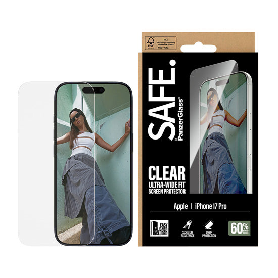 SAFE. by PanzerGlass® Screen Protector Ultra- Wide Fit w. EasyAligner iPhone 17 Pro