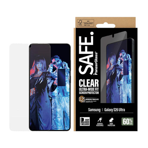 SAFE. by PanzerGlass® Screen Protector Ultra- Wide Fit w. EasyAligner Samsung S26 Ultra
