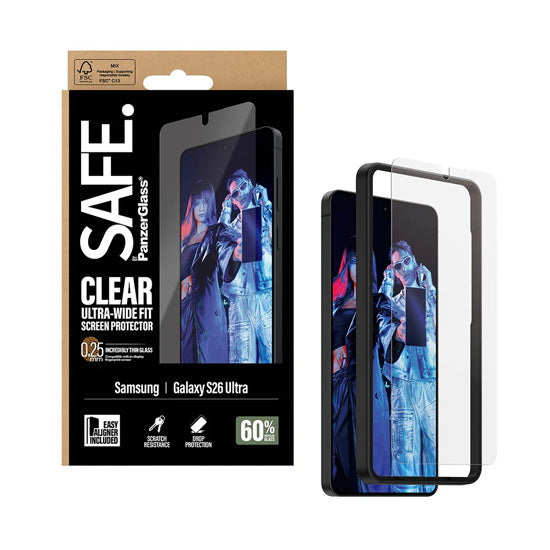 SAFE. by PanzerGlass® Screen Protector Ultra- Wide Fit w. EasyAligner Samsung S26 Ultra