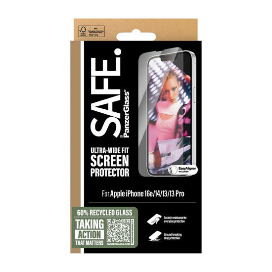 SAFE. by PanzerGlass® Screen Protector iPhone 16e  17e/14/13/13 Pro Ultra-Wide Fit Aligner