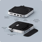 Support & Hub pour Mac Mini M4 avec boîtier SSD Silver