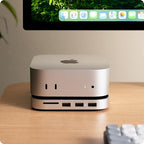 Support & Hub pour Mac Mini M4 avec boîtier SSD Silver