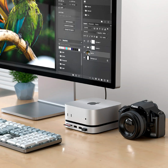Support & Hub pour Mac Mini M4 avec boîtier SSD Silver