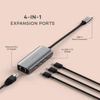 4-In-1 USB-C Hub With 2.5 Gigabit Ethernet Space Gray