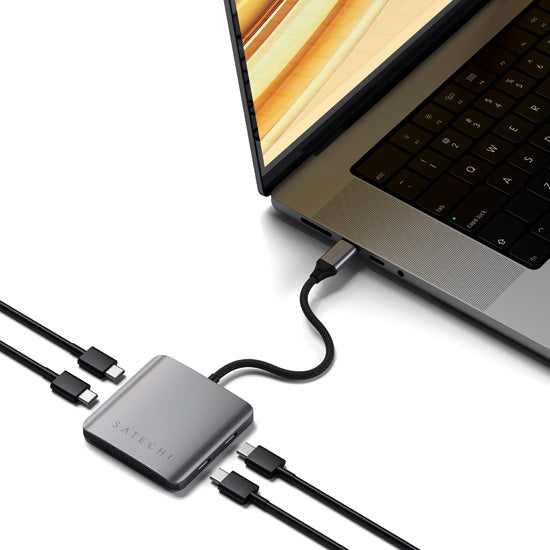 4-Port USB-C hub with PD Space Gray