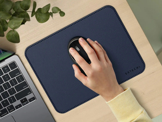 Vegan-Leather Premium Mouse Pad Blue