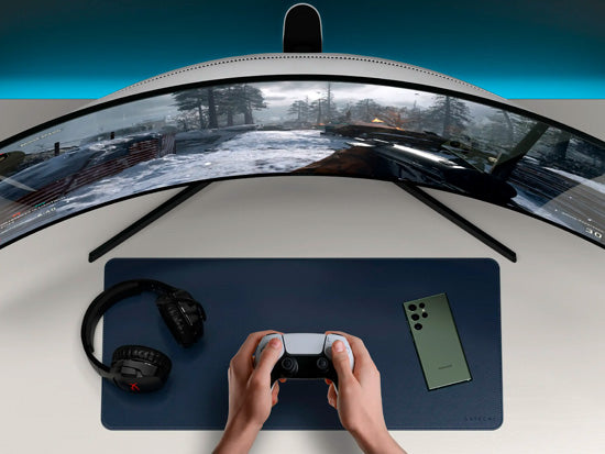 Vegan-Leather Premium Desk Mat Blue