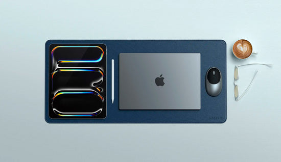 Vegan-Leather Premium Desk Mat Blue