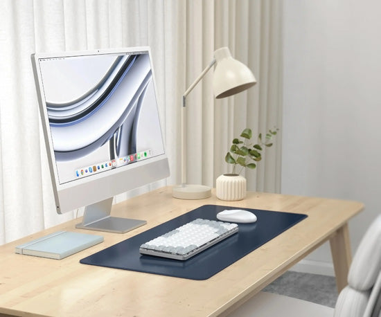 Vegan-Leather Premium Desk Mat Blue