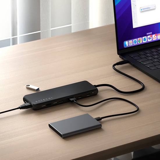 13-in-1 USB-C triple display multiport adapter Black