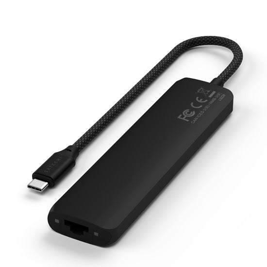 Adaptateur multiport USB-C Slim 7-en-1 avec Ethernet Noir