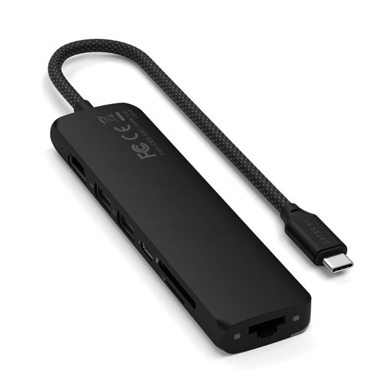Adaptateur multiport USB-C Slim 7-en-1 avec Ethernet Noir