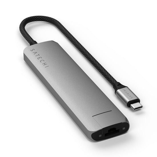 Adaptateur multiport USB-C Slim 7-en-1 avec Ethernet Space Gray
