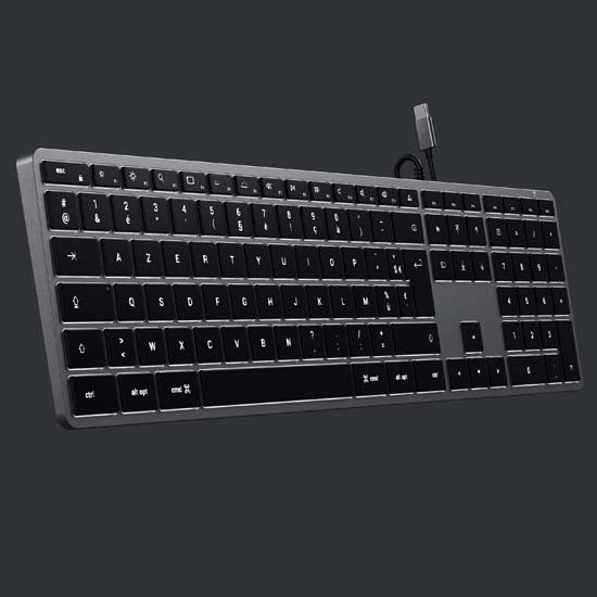 Slim W3 Wired USB-C AZERTY Keyboard - Space Grey