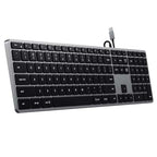 Slim W3 Wired USB-C QWERTY Keyboard - Space Gray