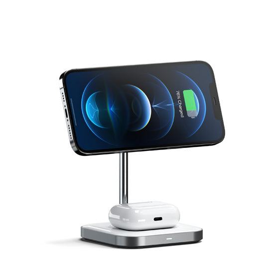 2-in-1 magnetic wireless charging stand Space Grey