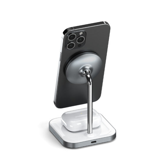 2-in-1 magnetic wireless charging stand Space Grey